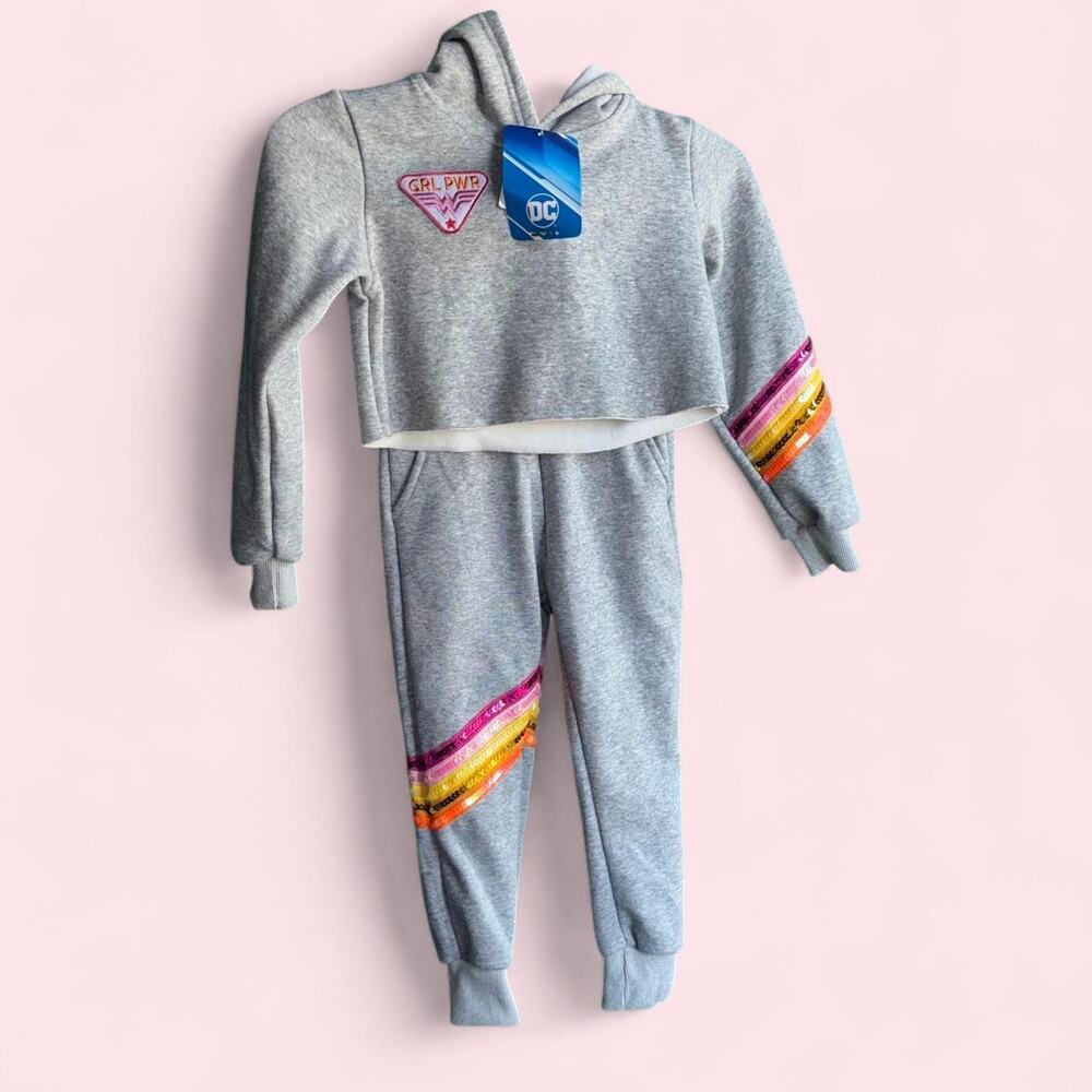 Lola + The Boys x DC Comics 4t Wonder Woman Grey Sequin Tracksuit Set. New